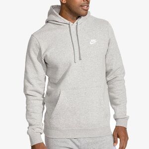 Nike Men's Heather Light Gray Club Fleece Pullover Hoodie Sweater size Medium